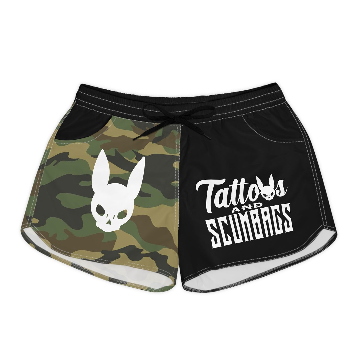 Camo & Black 'Tattoos and Scumbags' Women's Casual Shorts