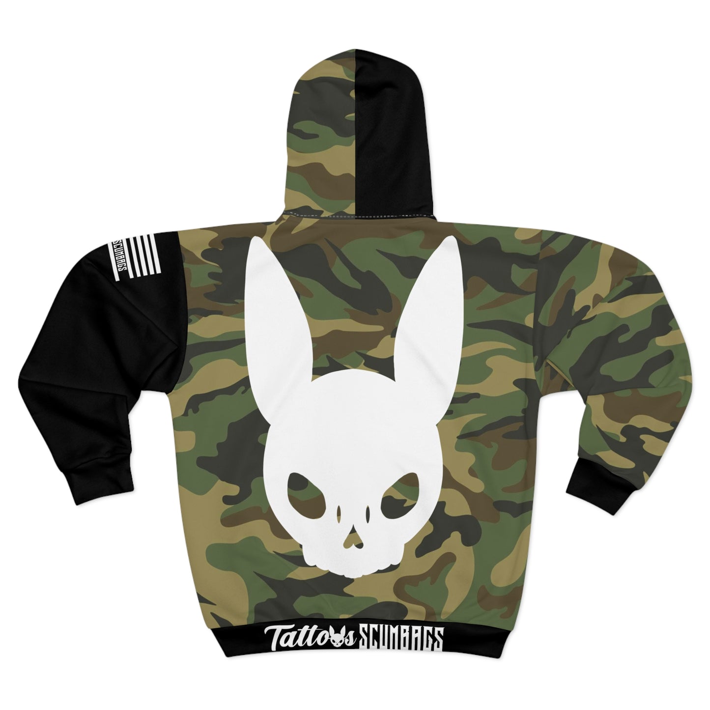 Camo Tattoos and Scumbags zip hoodie