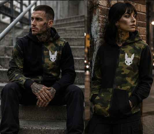 Camo Tattoos and Scumbags zip hoodie