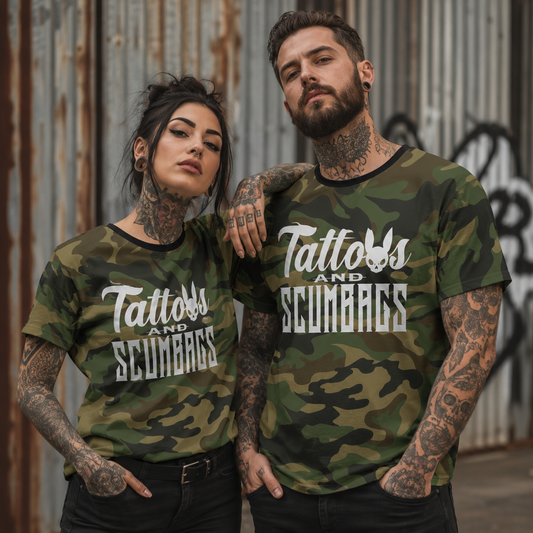 Camo "Tattoos and Scumbags"  Tee