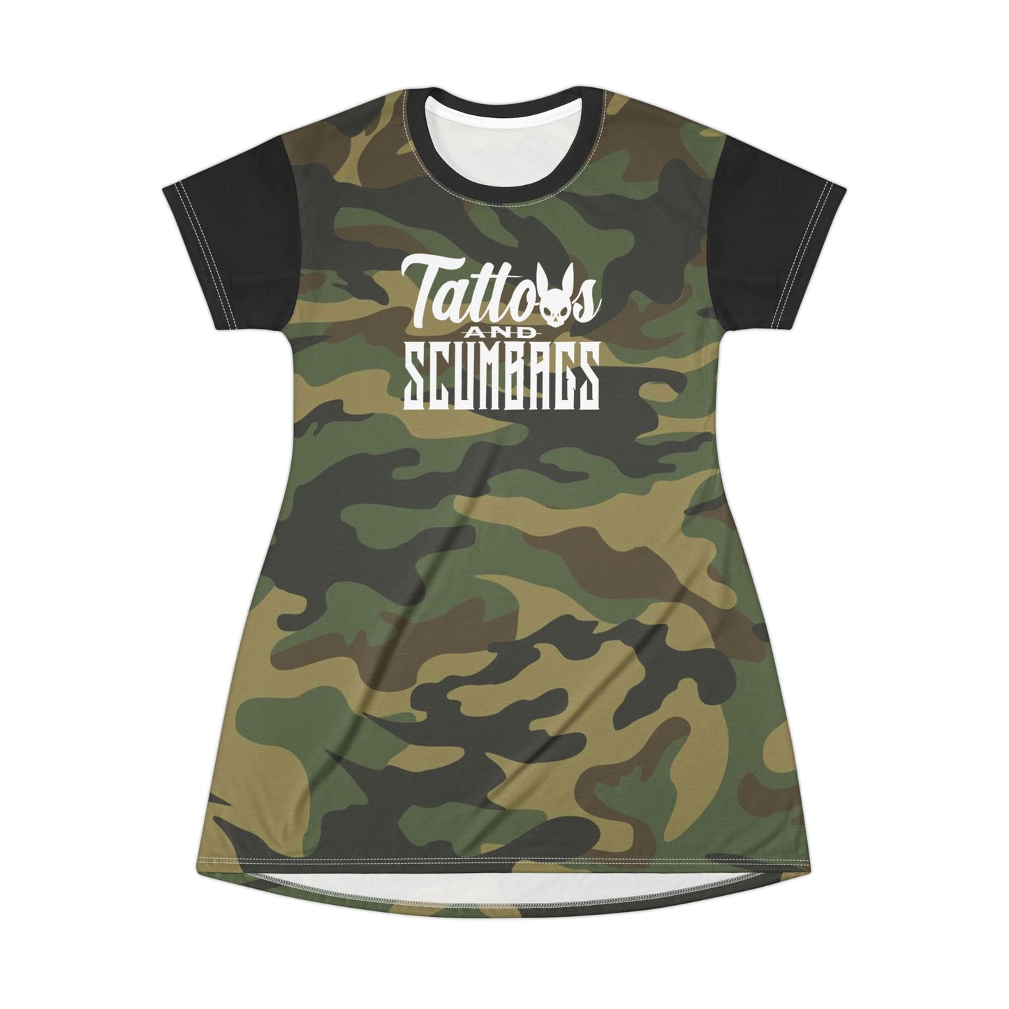 Camo 'Tattoos and Scumbags' T-Shirt Dress
